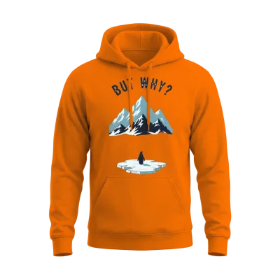 Nihilist Penguin but Why | Funny Existential Meme Unisex Hoodie - Safety Orange