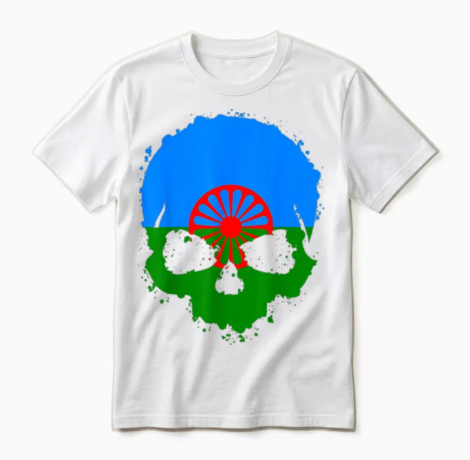 Vintage Gypsy Flag Gift Gypsy Gypsy People Rom Unisex T-Shirt in White
