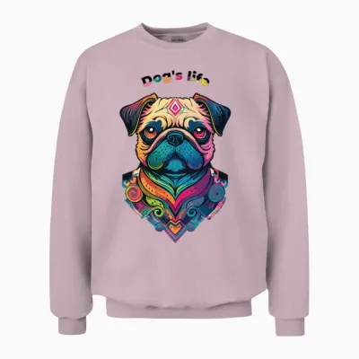 Psychedelic Pug - Colorful Art for Dog Lovers Unisex Sweatshirt - Light Pink