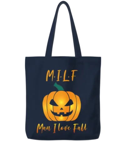 Milf Man I Love Fall Funny Tote Bags - Navy