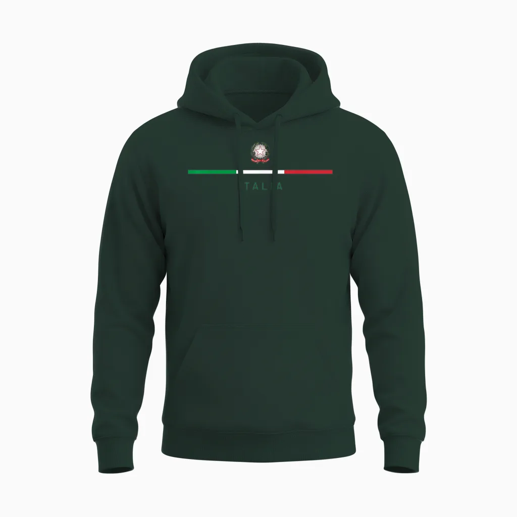 Italia National Flag Colors Italy Crest Logo Italian Roots Unisex Hoodie in Forest