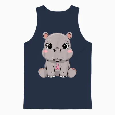 Ruban Rose Hippopotame Espoir Unisex Tank Top - Navy