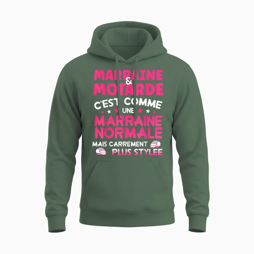 Marraine Et Motarde Cadeau Marraine Plus Stylée Femme Unisex Hoodie in Military Green