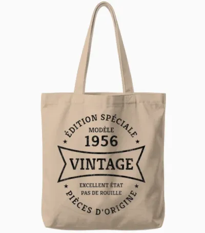 70th Birthday Born in 1956 Design Vintage 70 Years Tote Bags - Natural