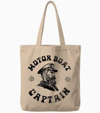 Funny Motor Boating Vintage Motor Boat Captain Tote Bags - Natural