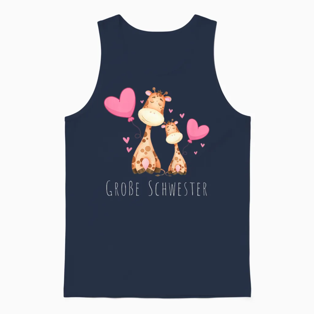 Kinder Große Schwester Giraffe Unisex Tank Top in Navy