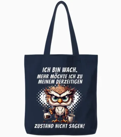 Müde Faul Ich Will Schlafen Funny Pyjamas Morgenmuffel T-Shirt, Black Tote Bags - Navy