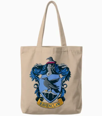 Harry Potter Ravenclaw Hogwarts House Nouveau Crest Tote Bags - Natural