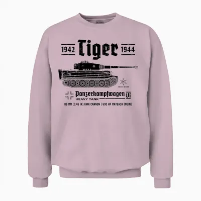 Tiger Tank Panzer World War 2 Armored Vehicle Unisex Sweatshirt - Light Pink