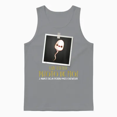 Bald Man Super Gift Funny Old Photo of Me T-Shirt, Black, S Unisex Tank Top - Sport Grey