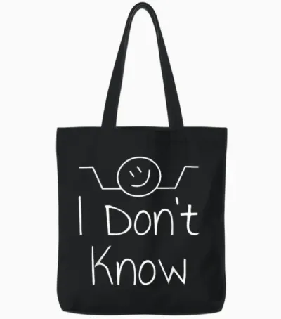 I Don't Know Hand Drawn Shrug Funny Men Women Tote Bags - Black