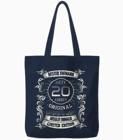 Bester Ehemann Seit 20 Jahren Hochzeitstag Porzellanhochzeit Tote Bags - Navy