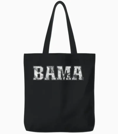 Alabama - Bama White Al State Graphic Vintage Sports Lover Tote Bags - Black