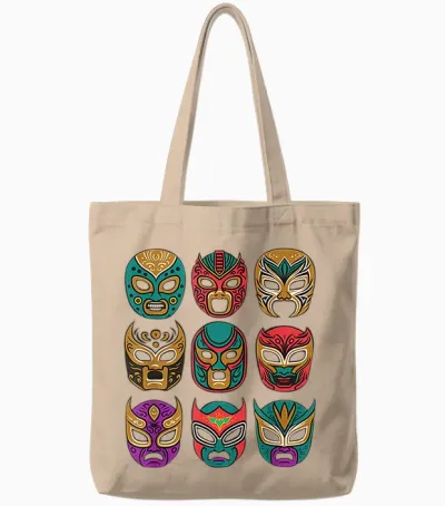 Vintage Wrestling - Retro Lucha Libre Tote Bags - Natural