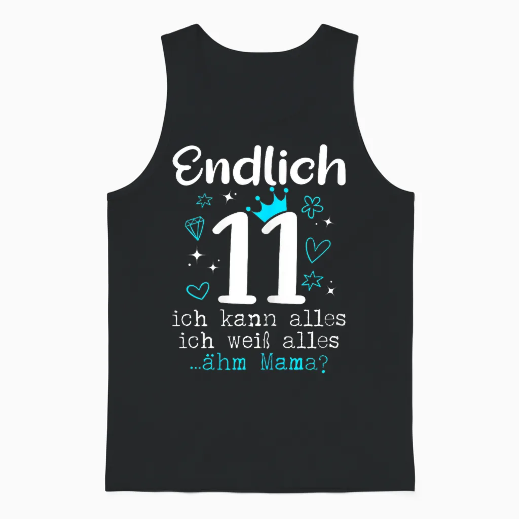 11 Geburtstag Mädchen 11 Jahre Unisex Tank Top in Black