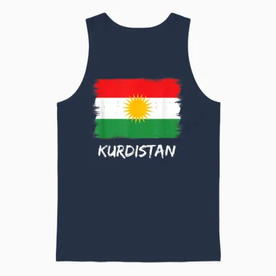 Kurdistan Flag T-Shirt, Black Unisex Tank Top - Navy