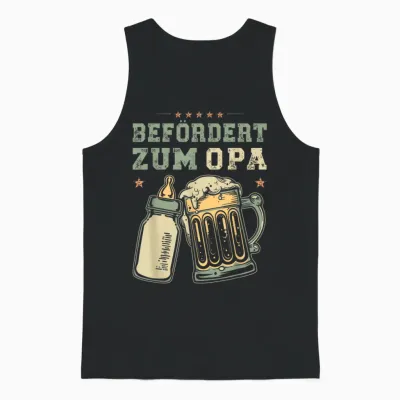 T-Shirt with German Text "befördert Zum Opa Werdender Opa Baby" Unisex Tank Top - Black