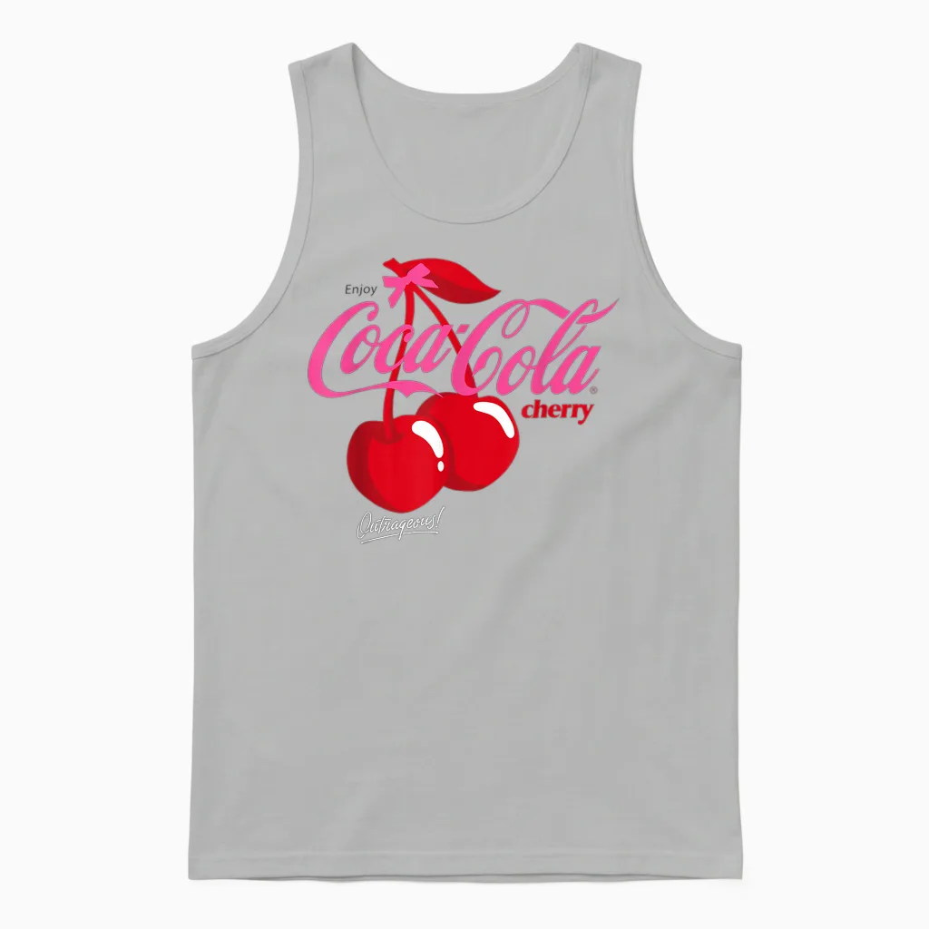 Enjoy Coca Cola Cherry Cola Outrageous! T-Shirt, Gray Unisex Tank Top in Ash