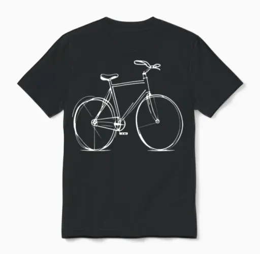 Bicycle Bike Cycle - Line Drawing - Cyclist Biking Unisex T-Shirt in Black