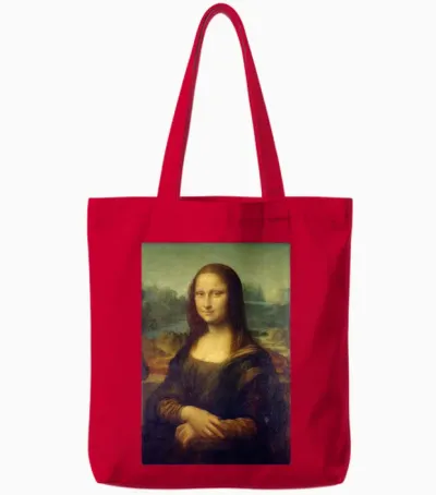 Mona Lisa Painting Da Vinci Tote Bags - Red
