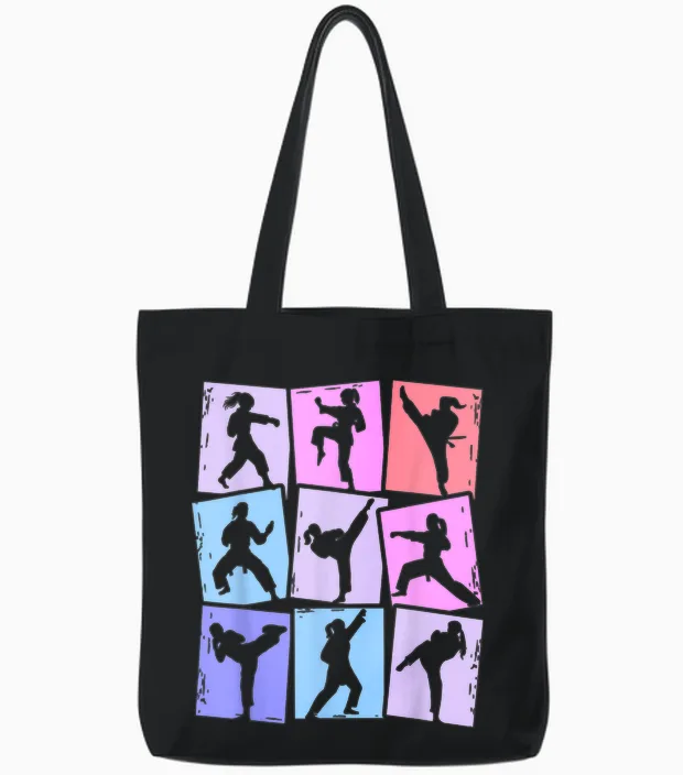 Taekwondo Karate Kampfsport Damen Kinder Mädchen Tote Bags in Black