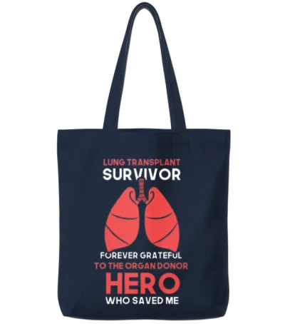 Lung Transplant Survivor Forever Grateful Tote Bags - Navy