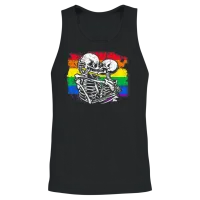 Gay Couple Skeletons Kissing Lgbt Pride Valentines Unisex Tank Top - Black – 2