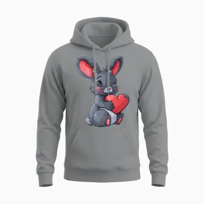 Niedlicher Hase Mit Herz Liebevolles Design Unisex Hoodie - Sport Grey