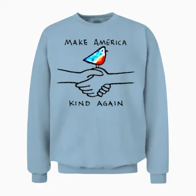 Make America Kind Again Shaking Hands Dove Peace H Unisex Sweatshirt - Light Blue
