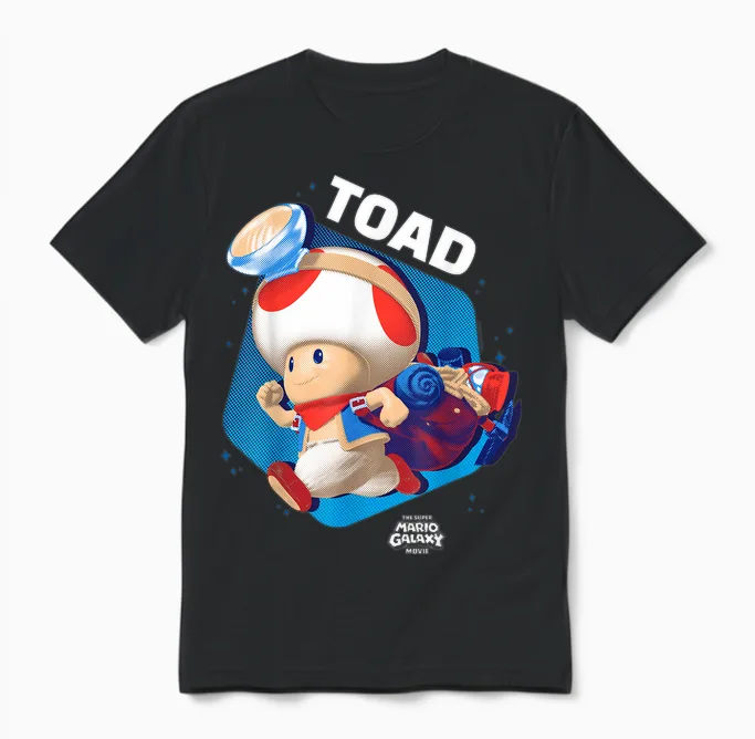 The Super Mario Galaxy Movie Toad Galactic Run Unisex T-Shirt in Black