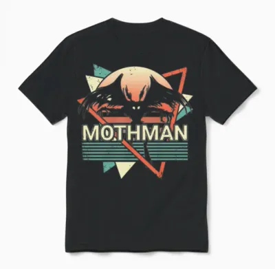 Mothman Cryptid Cryptozoology Retro Unisex T-Shirt - Black
