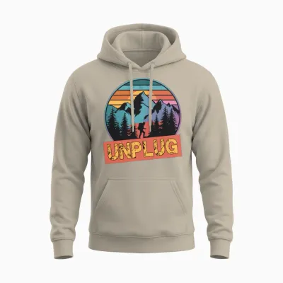 Hiking Hike Mountains Unplug for a Hiker Unisex Hoodie - Sand