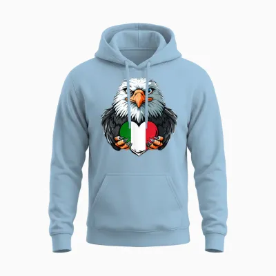 Drapeau Italien Aigle Fierté Italienne Racines Italiennes Drapeau Italie Unisex Hoodie - Light Blue