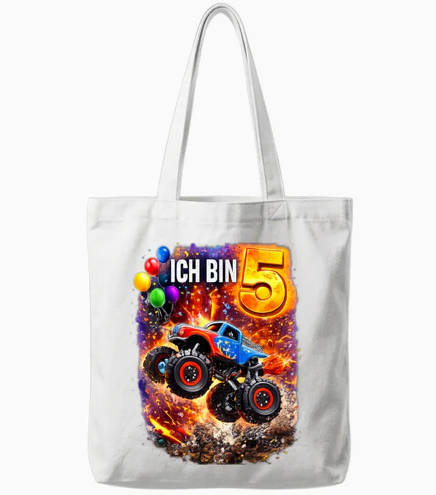 Ich Bin 5 Monstertruck Geburtstag Tote Bags in White