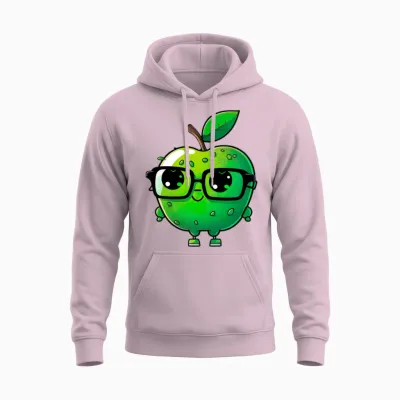Cute Apple with Glasses - Funny Apple Unisex Hoodie - Light Pink