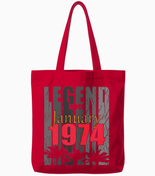 Born 1974 January Vintage Gift Tote Bags in Red