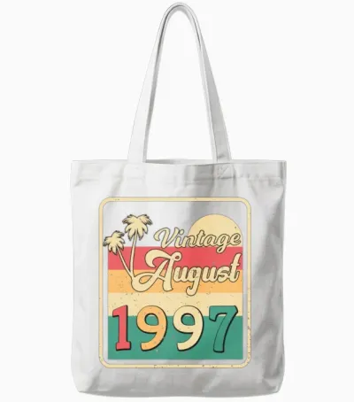 1997 August Retro Tote Bags - White
