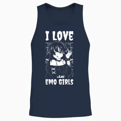 I Love Emo Girls Unisex Tank Top - Navy