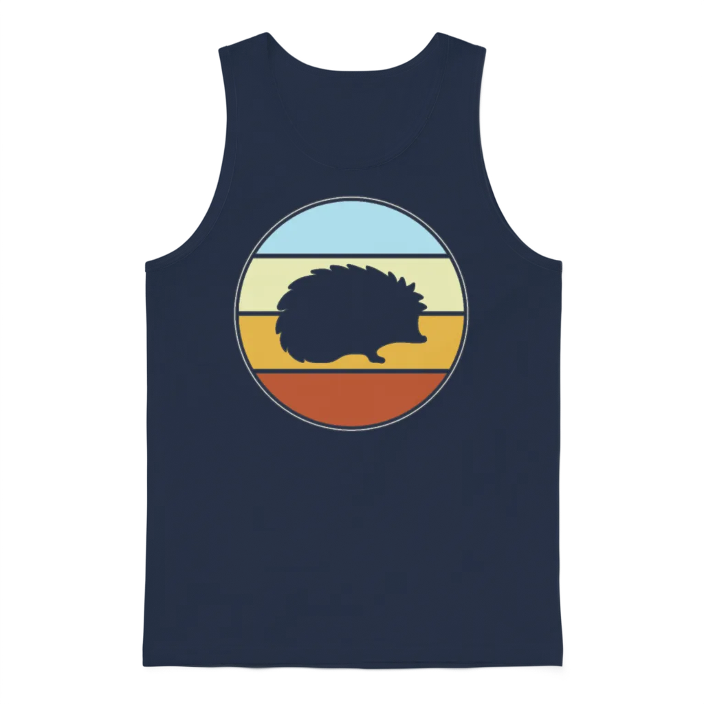 Hedgehog Retro Unisex Tank Top - Navy