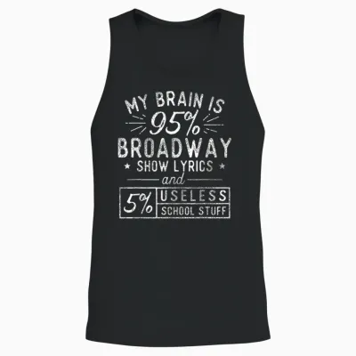 My Brain Is 95% Broadway Lyrics - Actor Theatre Musical T-Shirt Small Unisex Tank Top - Black