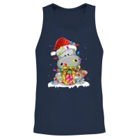 Hippopotamus Santa Christmas Tree Lighting Xmas Unisex Tank Top - Navy – 2