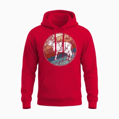 Cow in Retro Style Unisex Hoodie - Red