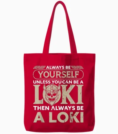 Wikinger Götter Loki Spruch Der Nordischen Mythologie T-Shirt Schwarz S Tote Bags - Red