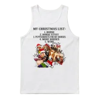 My Christmas List Horse and Wine Funny Horse Unisex Tank Top - White – 1