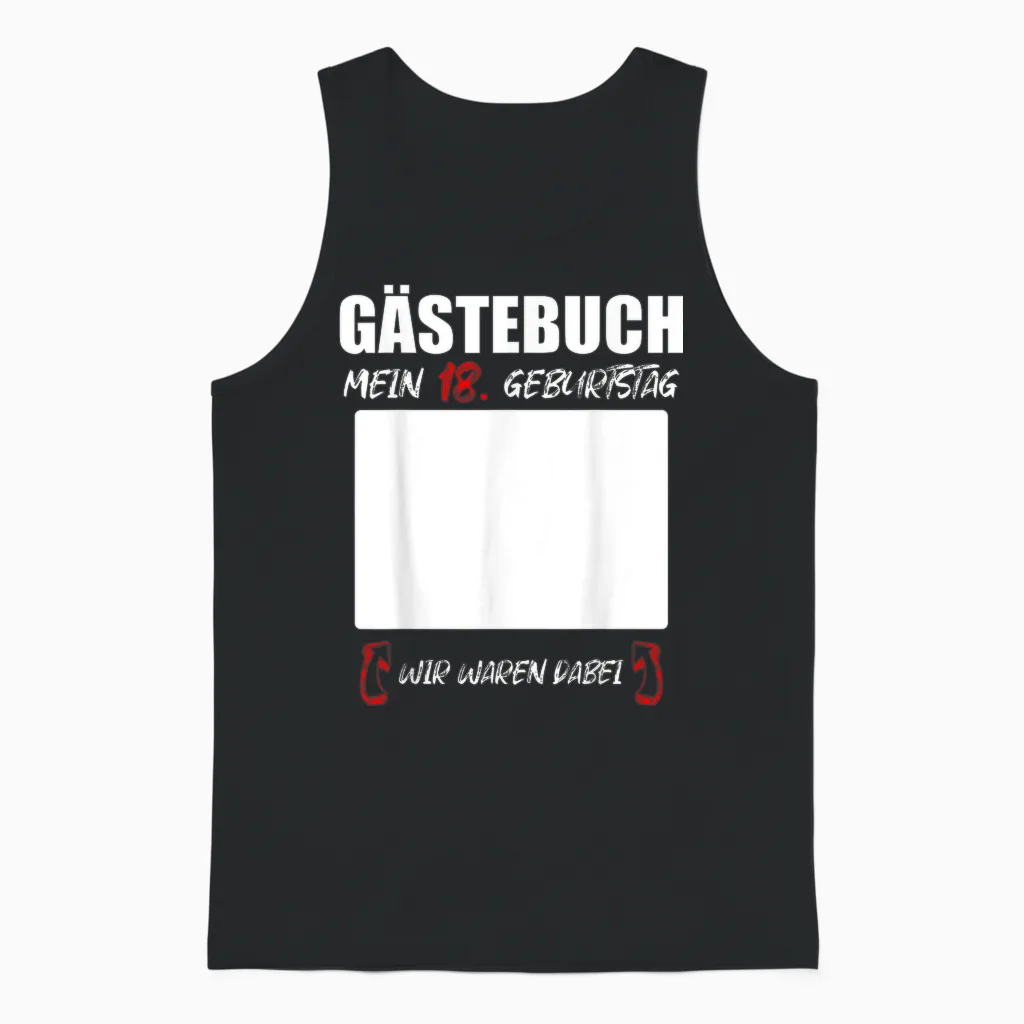 Gästebuch Tshirt 18. Geburtstag Unterschriften Party Unisex Tank Top in Black