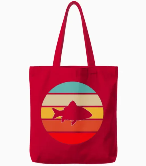 Fish Retro Tote Bags - Red