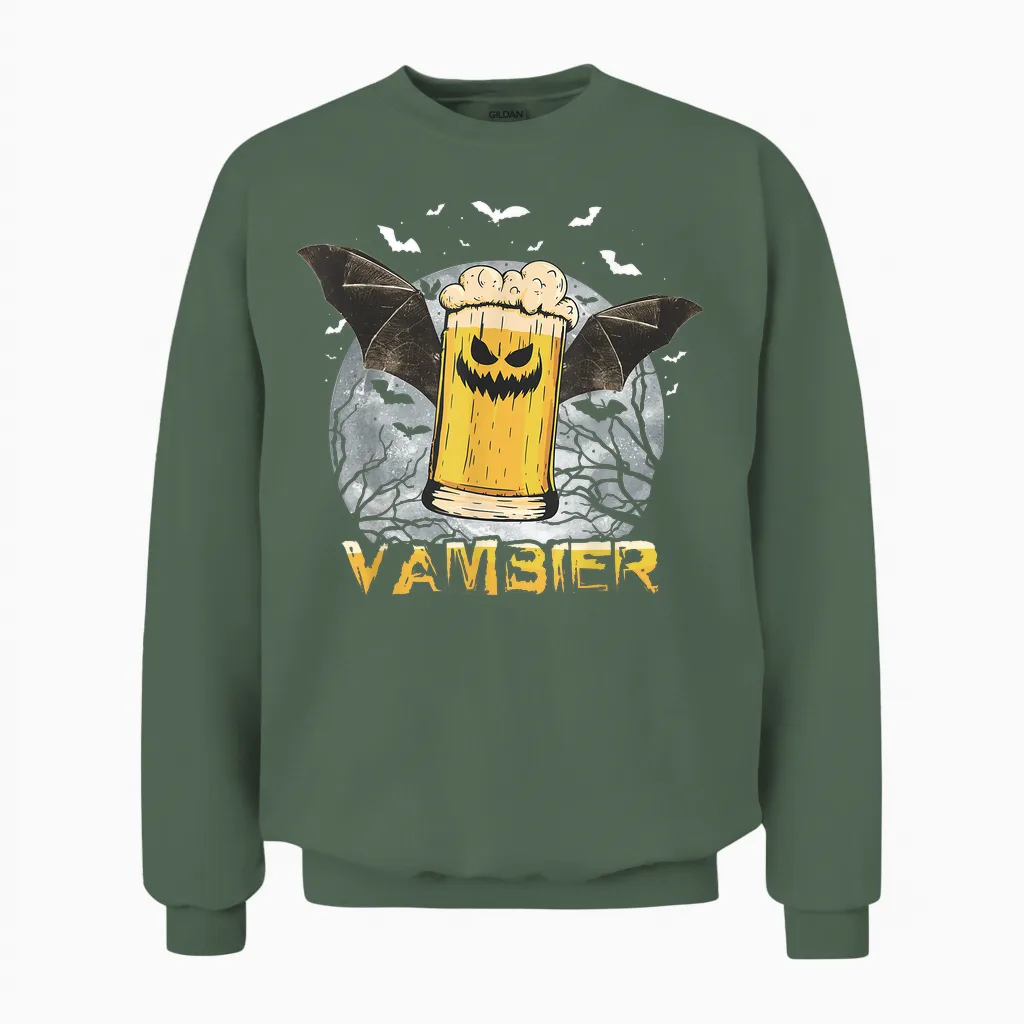 Vambier Funny Saying Happy Halloween Bat T-Shirt, Black Unisex Sweatshirt in Military Green