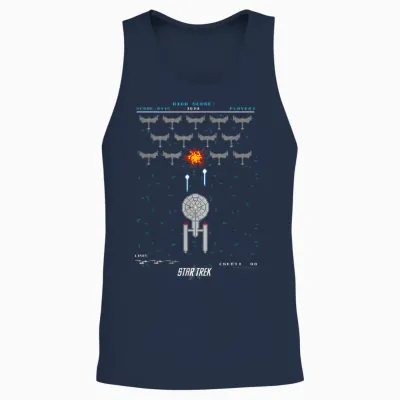 Star Trek: the Original Series Pixel Space Battle Unisex Tank Top - Navy