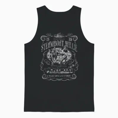 Disney 100 Mickey Mouse Steamboat Willie Poster Homage D100 Unisex Tank Top - Black