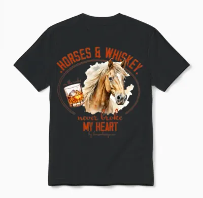 Horses Und Whiskey Unisex T-Shirt - Black